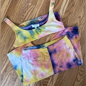 Matching tie-dye workout set